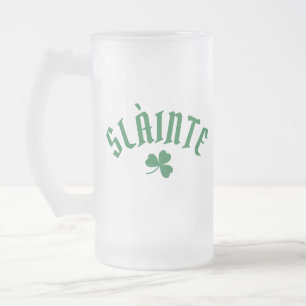SLÀINTE Funny Irish St. Patrick's Day Green Clover Mattglas Bierglas