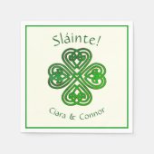 Sláinte Green Celtic Irish Kleeblatt Name Serviette (Vorderseite)