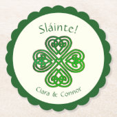 Sláinte Green Celtic Irish Kleeblatt Name Untersetzer (Vorderseite)