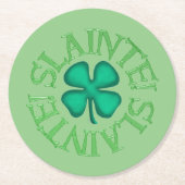 Slainte, grünes, rundes Papier trinken Bierdeckel Runder Pappuntersetzer (Vorderseite)