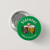 Sláinte! HAPPY ST PATRICK'S DAY Cartoon Biere Button (Vorne & Hinten)