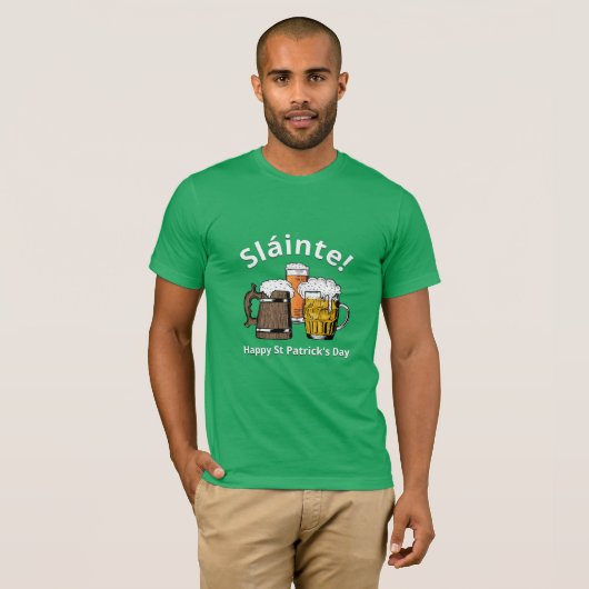 Sláinte! HAPPY ST PATRICK'S DAY Cartoon Biere T-Shirt (Vorne ganz)