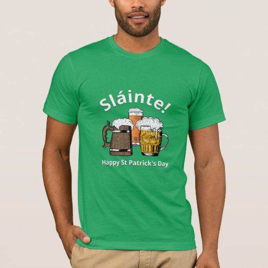 Sláinte! HAPPY ST PATRICK'S DAY Cartoon Biere T-Shirt (Vorderseite)