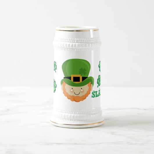 Sláinte! Irische Kobold und Kleeblätter Bierglas (Mittel)
