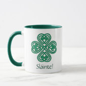 Sláinte Irish Kleeblatt Green Celtic Cross Klee Tasse (Links)