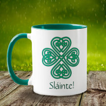 Sláinte Irish Kleeblatt Green Celtic Cross Klee