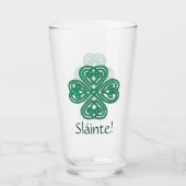 Sláinte Irish Kleeblatt Green Celtic Lucky Clover Glas (Rückseite)