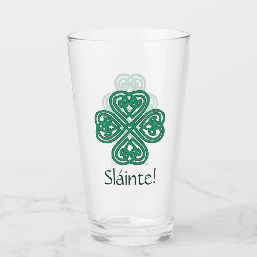 Sláinte Irish Kleeblatt Green Celtic Lucky Clover Glas (Rückseite)