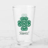 Sláinte Irish Kleeblatt Green Celtic Lucky Clover Glas (Vorderseite)