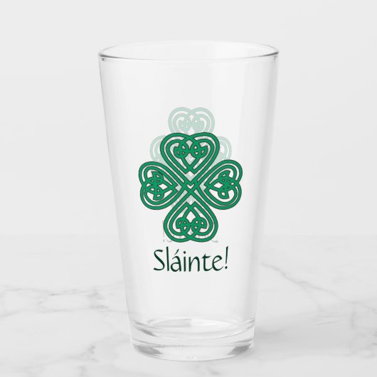 Sláinte Irish Kleeblatt Green Celtic Lucky Clover Glas (Vorderseite)
