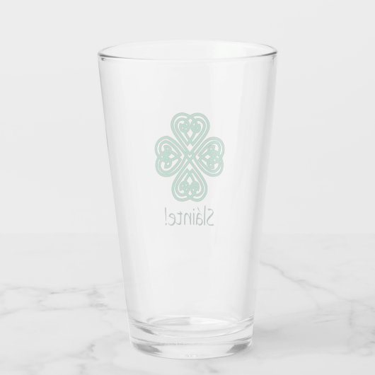 Sláinte Irish Kleeblatt Green Celtic Lucky Clover Glas (Rückseite)