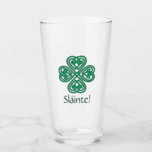 Sláinte Irish Kleeblatt Green Celtic Lucky Clover Glas