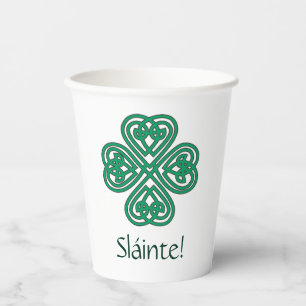 Sláinte Irish Kleeblatt Green Celtic Lucky Clover Pappbecher