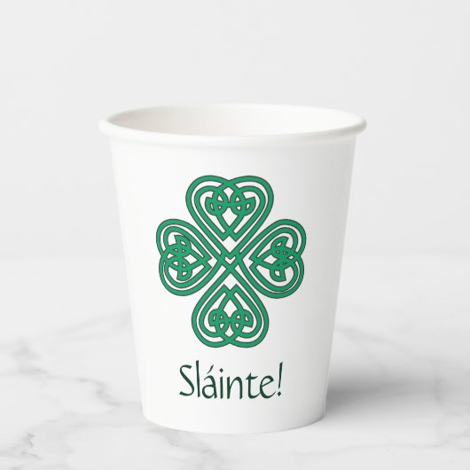 Sláinte Irish Kleeblatt Green Celtic Lucky Clover  Pappbecher (Vorderseite)