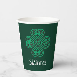 Sláinte Irish Kleeblatt Green Celtic Lucky Clover Pappbecher