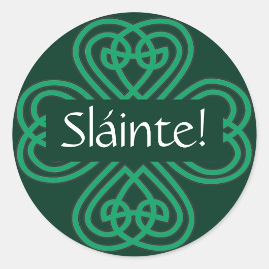 Sláinte Irish Kleeblatt Green Celtic Lucky Clover Runder Aufkleber (Vorderseite)