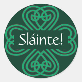 Sláinte Irish Kleeblatt Green Celtic Lucky Clover Runder Aufkleber