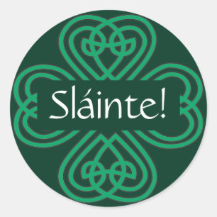 Sláinte Irish Kleeblatt Green Celtic Lucky Clover Runder Aufkleber