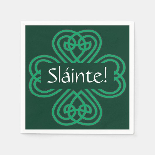 Sláinte Irish Kleeblatt Green Celtic Lucky Clover Serviette (Vorderseite)