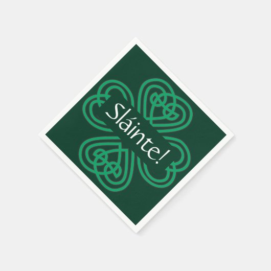 Sláinte Irish Kleeblatt Green Celtic Lucky Clover Serviette (Ecke)