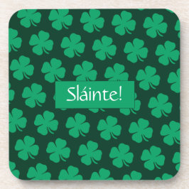 Sláinte Irish Kleeblatt Green Lucky Clover Getränkeuntersetzer