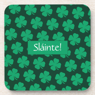 Sláinte Irish Shamrock Green Lucky Clover  Getränkeuntersetzer