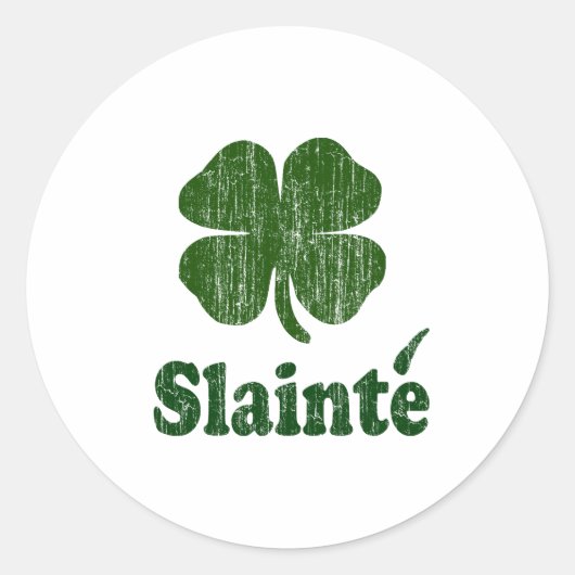 Slainte Kleeblatt Runder Aufkleber (Vorderseite)