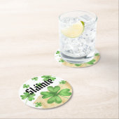 Slainte Kleeblatt Runder Pappuntersetzer (Vor Ort)