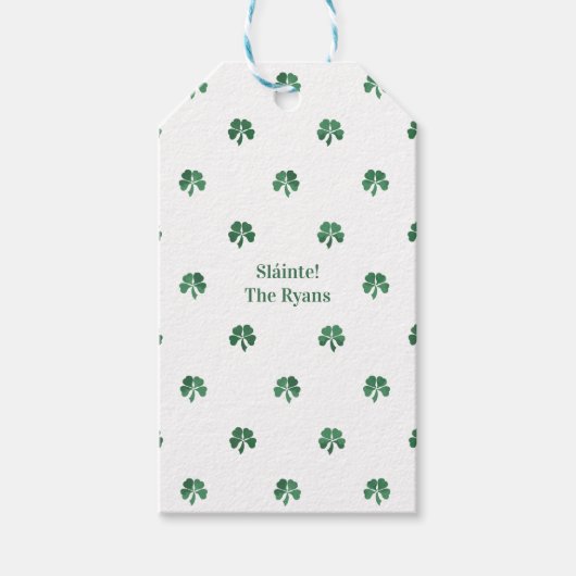 Sláinte Lucky Painterly Clover Irish Wedding Geschenkanhänger (Vorderseite)