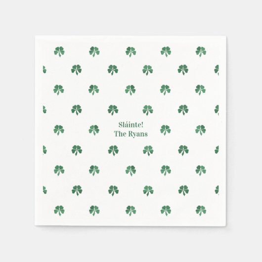 Sláinte Lucky Shot Painterly Clover Irish Wedding Serviette (Vorderseite)