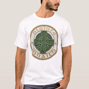 Sláinte Mhaith keltisches Knotwerk - Weiß und Gold T-Shirt
