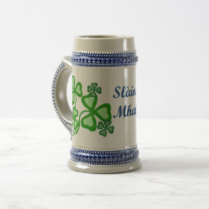 Slainte Mhath/Cheers/Segen Kleeblatt/Klee 10a Bierglas