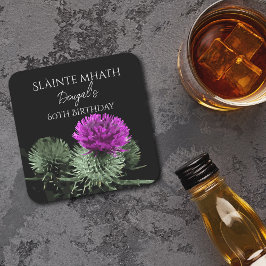 Slàinte mhath Thistle Birthday Rechteckiger Pappuntersetzer