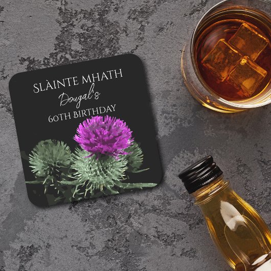 Slàinte mhath Thistle Birthday Rechteckiger Pappuntersetzer
