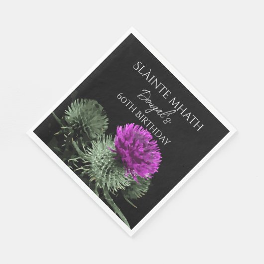 Slàinte mhath Thistle Birthday Serviette (Ecke)
