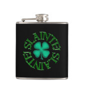Slainte mit schwarzer Clover-Flasche Flachmann (Vorderseite)