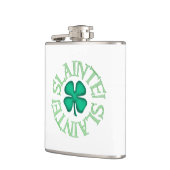 Slainte mit weißem Kleeblatt umhüllte Flasche Flachmann (Links)