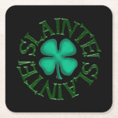 Slainte, schwarzes Papier trinkt Bierdeckel Rechteckiger Pappuntersetzer (Vorderseite)