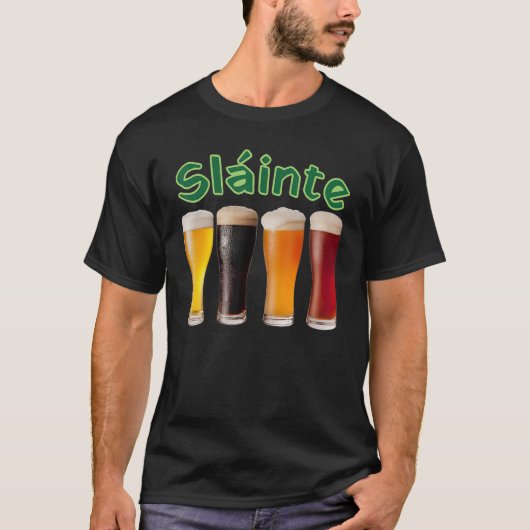 Slainte St Patrick's Day Funny Beer Drinker Irish T-Shirt (Vorderseite)