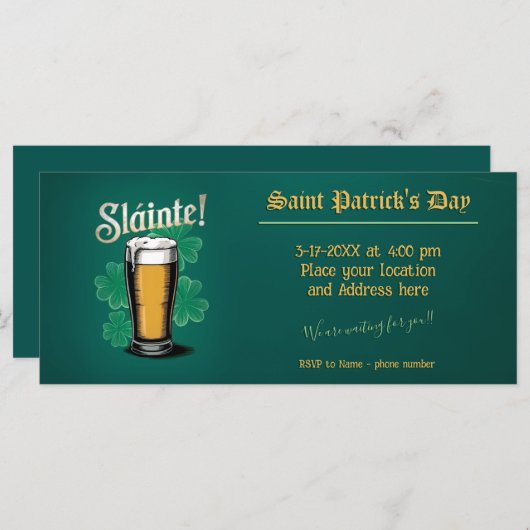 Slàinte! St. Patrick's Day Pint of Beer on Green (Vorne/Hinten)