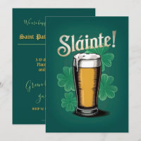 Slàinte! St. Patrick's Day Pint of Beer on Green