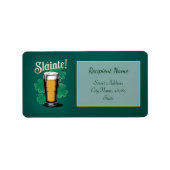 Slàinte! St. Patrick's Day Pint of Beer on Green Adressaufkleber (Vorne)