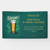 Slàinte! St. Patrick's Day Pint of Beer on Green Banner (Horizontal)