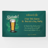 Slàinte! St. Patrick's Day Pint of Beer on Green Banner (Horizontal)