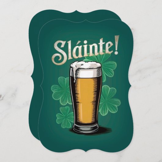 Slàinte! St. Patrick's Day Pint of Beer on Green Einladung (Vorne/Hinten)