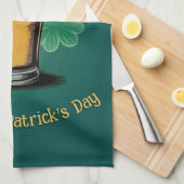 Slàinte! St. Patrick's Day Pint of Beer on Green Geschirrtuch (Viertel Falte)