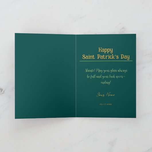 Slàinte! St. Patrick's Day Pint of Beer on Green Karte (Innenseite)