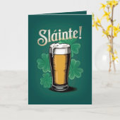 Slàinte! St. Patrick's Day Pint of Beer on Green Karte (Gelbe Blume)