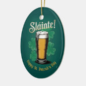 Slàinte! St. Patrick's Day Pint of Beer on Green Keramik Ornament (Links)