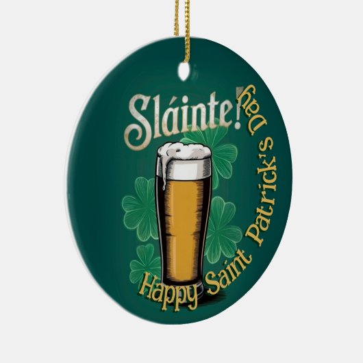 Slàinte! St. Patrick's Day Pint of Beer on Green Keramik Ornament (Rechts)